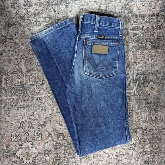 Wrangler 936pw Cowboy Cut Jeans Men's 27x34 Blue Denim Straight Faded Workwear - Picture 1 of 8